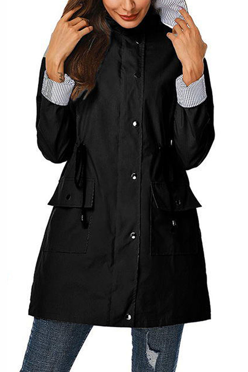 Women's Striped Windbreaker with Hood | Waterproof