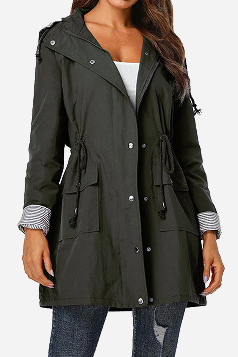 Women's Striped Windbreaker with Hood | Waterproof