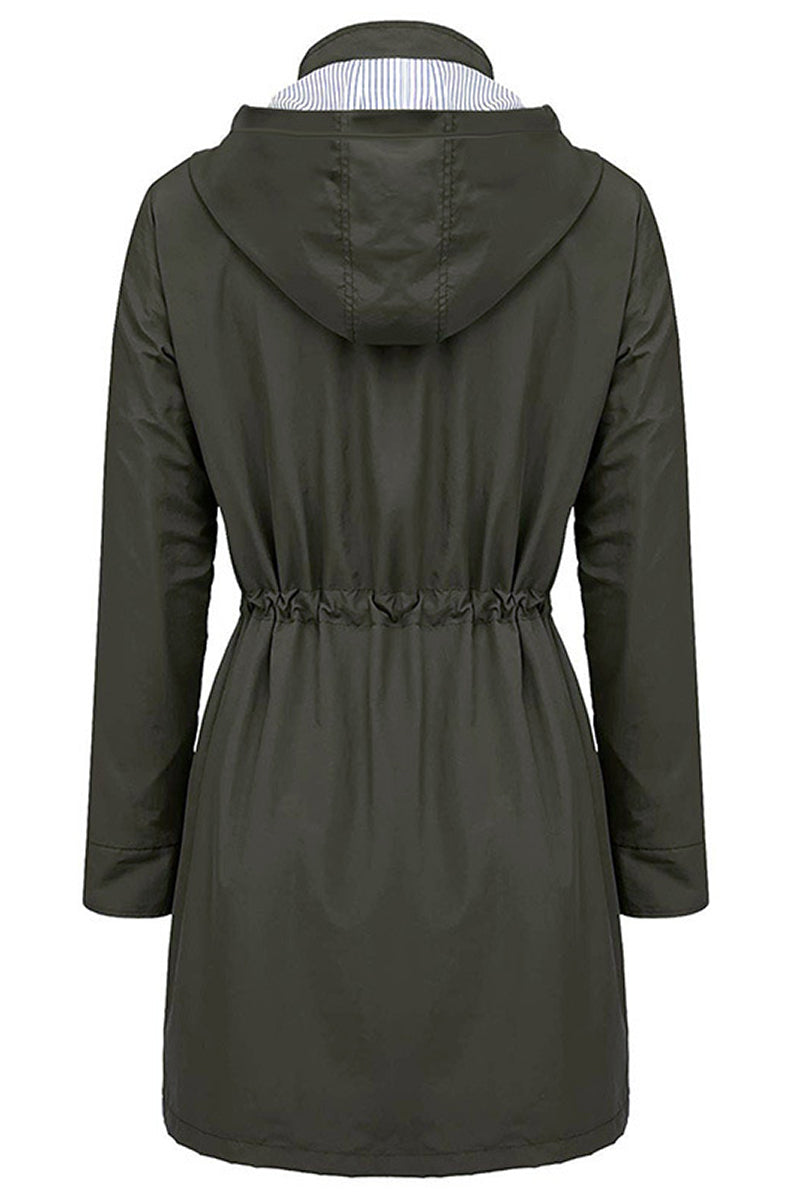 Coupe-vent rayé à capuche pour femme | Imperméable