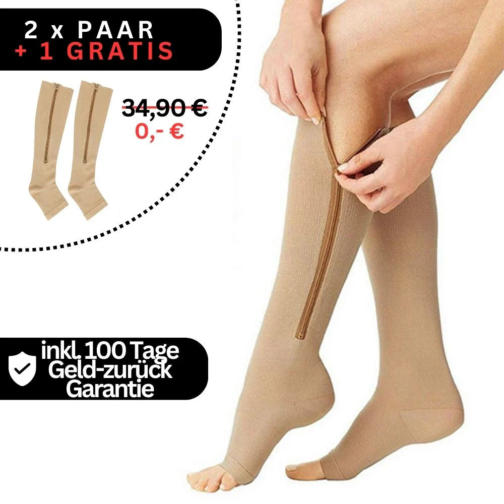 Zippered Compression Stockings, Supportive Fit
