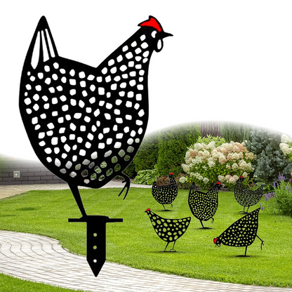 Charming Garden Decor, Metal Chicken Stake Set
