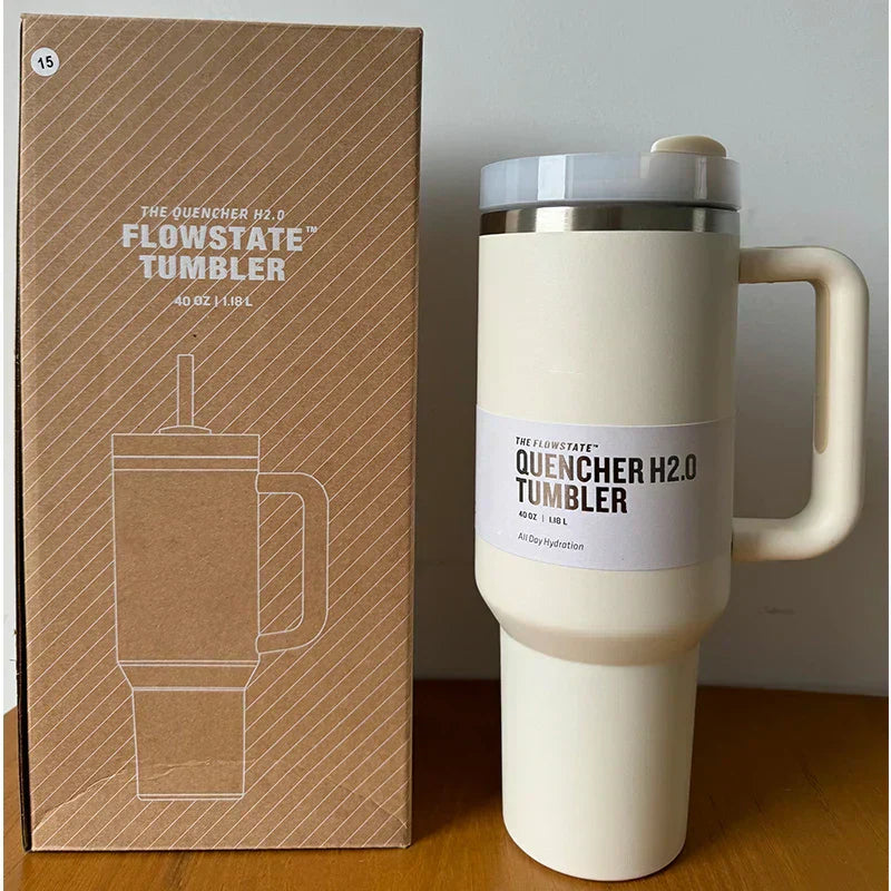 Insulated Stainless Steel Travel Mug, Large 40oz with Handle and Leak-Proof Lid