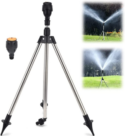 Automatic Rotating Garden Sprinkler, Retractable Tripod Design