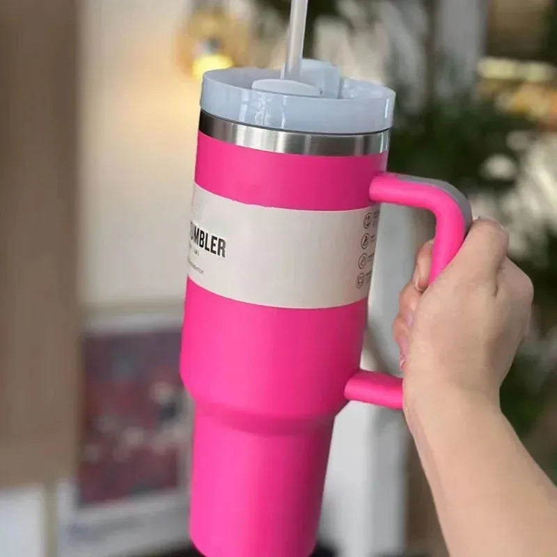 Insulated Stainless Steel Travel Mug, Large 40oz with Handle and Leak-Proof Lid