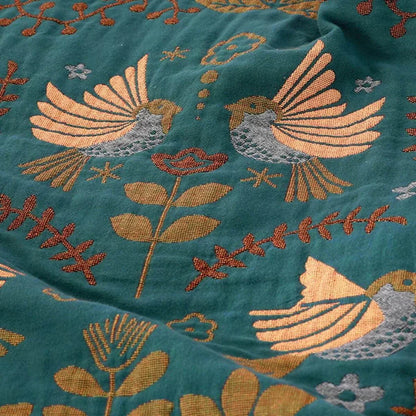 Reversible Scandinavian Throw, Bird Print Design
