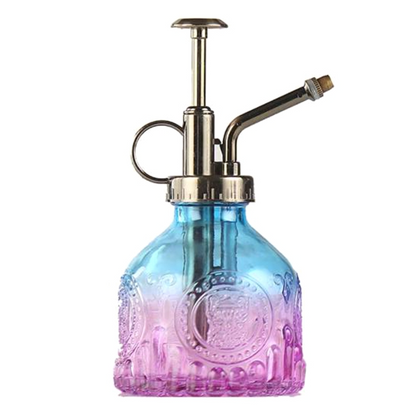 Vintage Embossed Glass Bottle, Metal Nozzle