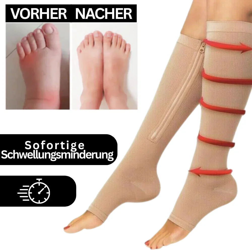 Zippered Compression Stockings, Supportive Fit