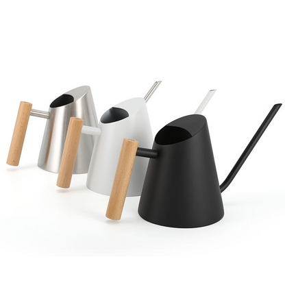 Stylish Watering Can, Wooden Handle Design
