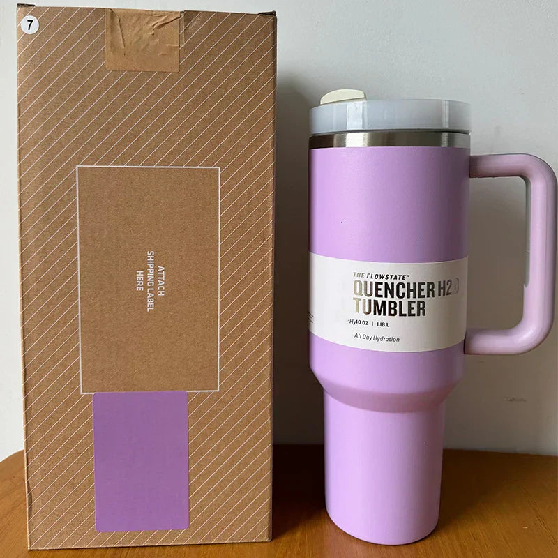 Insulated Stainless Steel Travel Mug, Large 40oz with Handle and Leak-Proof Lid