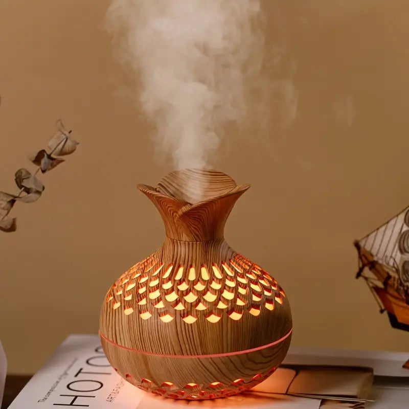 Aromatherapy Humidifier, LED Wood-Look Diffuser