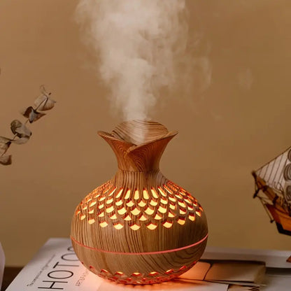 Aromatherapy Humidifier, LED Wood-Look Diffuser