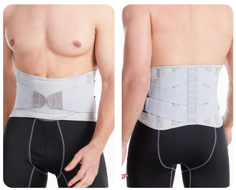 Supportive lumbar brace, pain alleviation