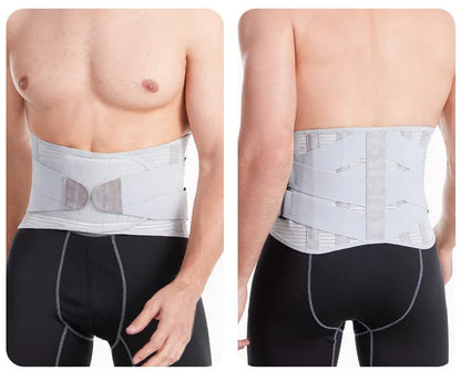 Supportive lumbar brace, pain alleviation