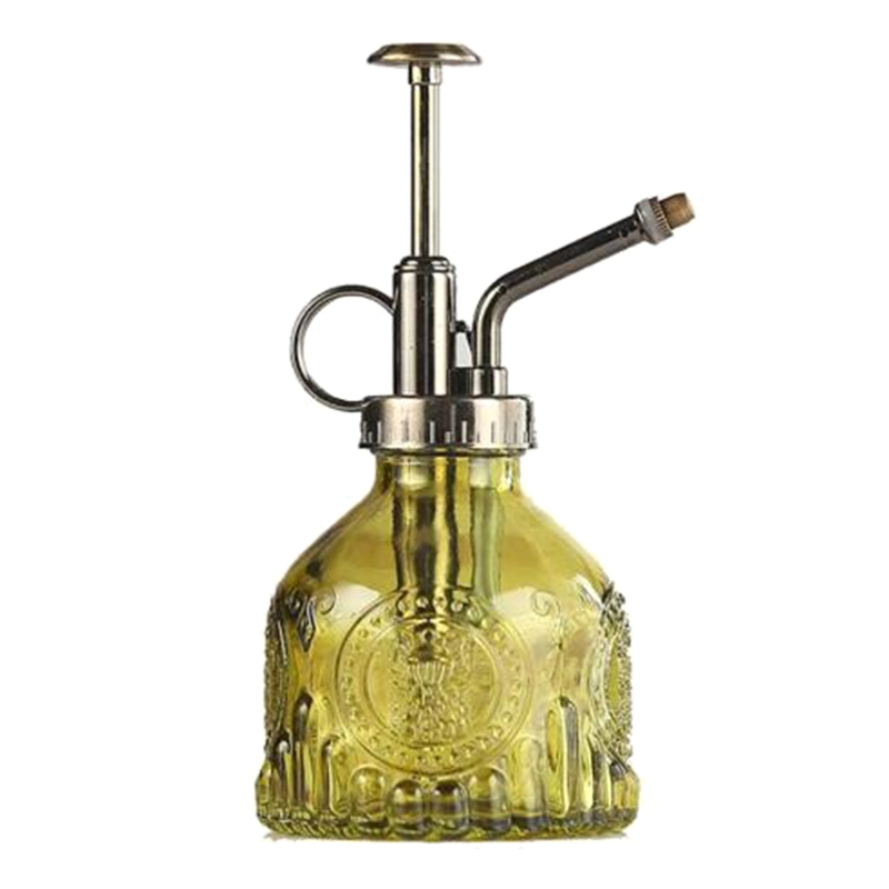 Vintage Embossed Glass Bottle, Metal Nozzle