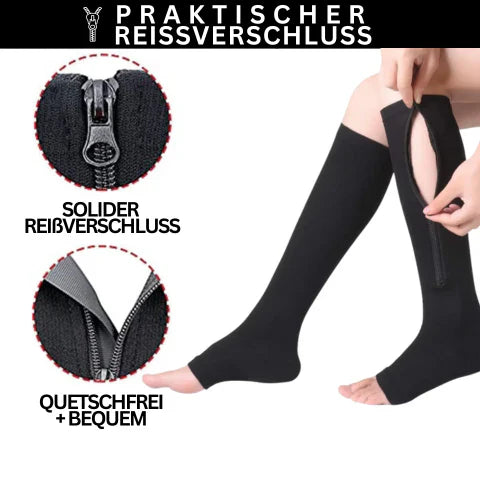 Zippered Compression Stockings, Supportive Fit