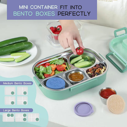 Sealable stainless steel sauce containers, durable design (set of 6)