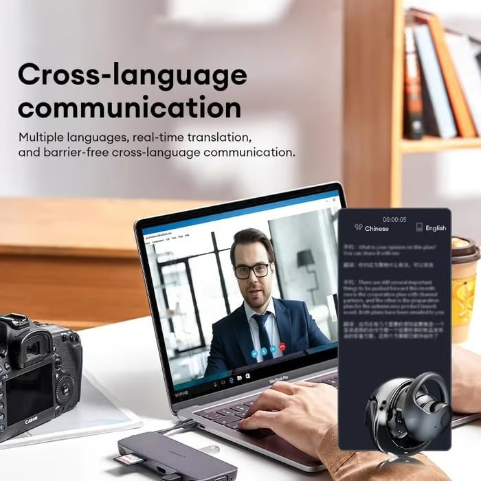 Écouteurs Bluetooth avec traduction IA et prise en charge multilingue en temps réel