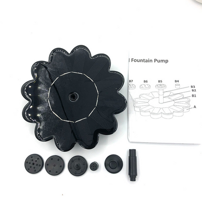 Solar-Activated Water Fountain, Decorative Flower Design for Gardens and Pools