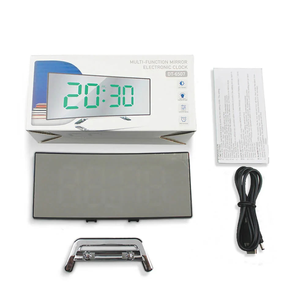 Curved LED Digital Alarm Clock, Sleek Modern Design