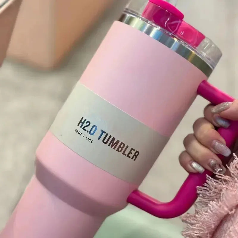 Insulated Stainless Steel Travel Mug, Large 40oz with Handle and Leak-Proof Lid