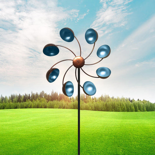 Colorful Outdoor Windmill, Decorative Metal Flowers