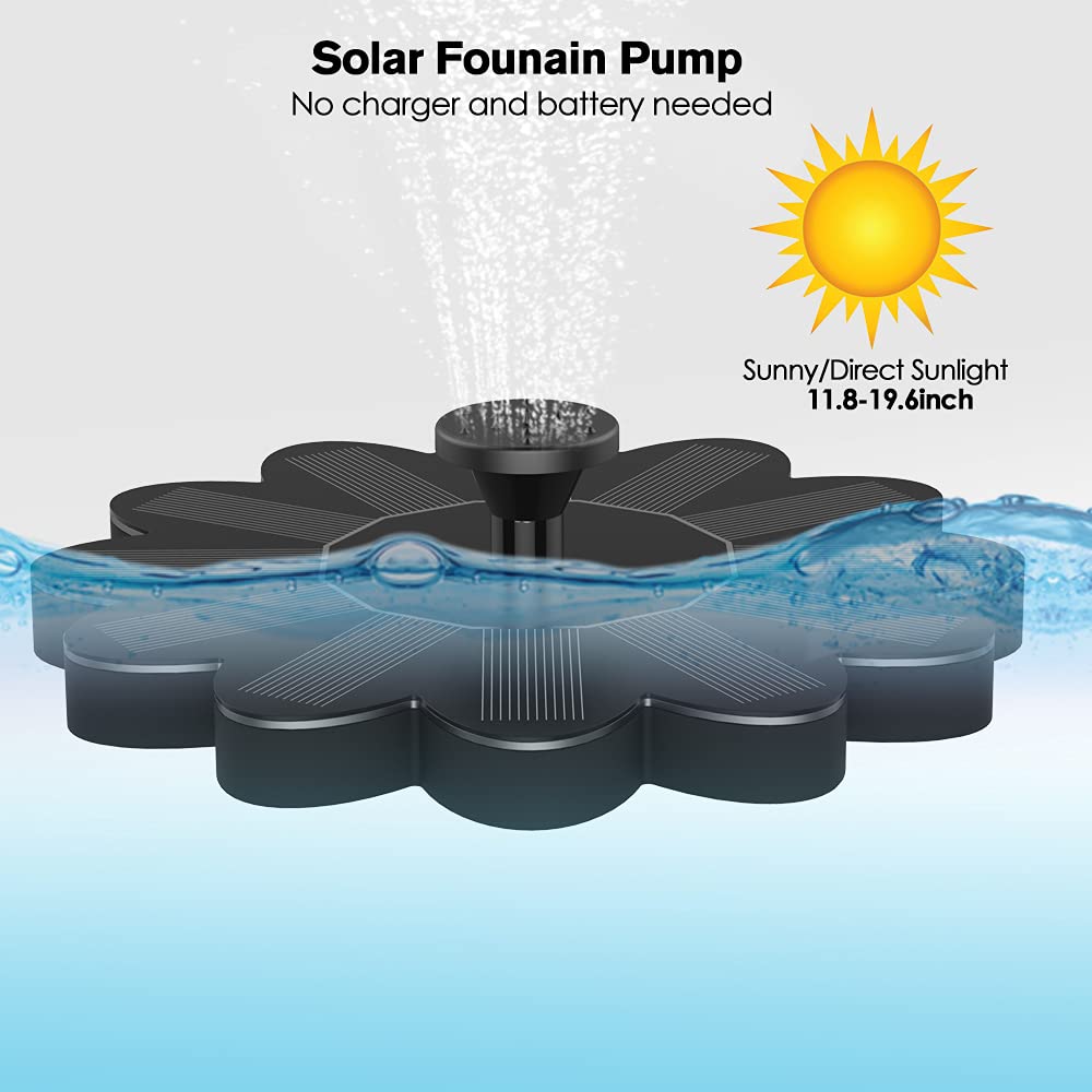 Solar-Activated Water Fountain, Decorative Flower Design for Gardens and Pools