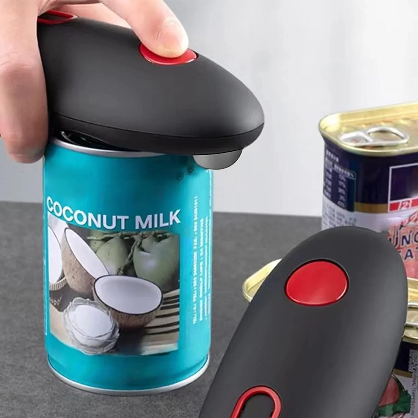 Automatic can opener, one-button operation