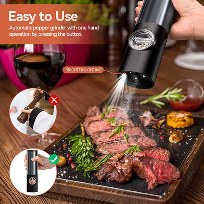 Sleek Electric Salt and Pepper Mill, Rechargeable Design