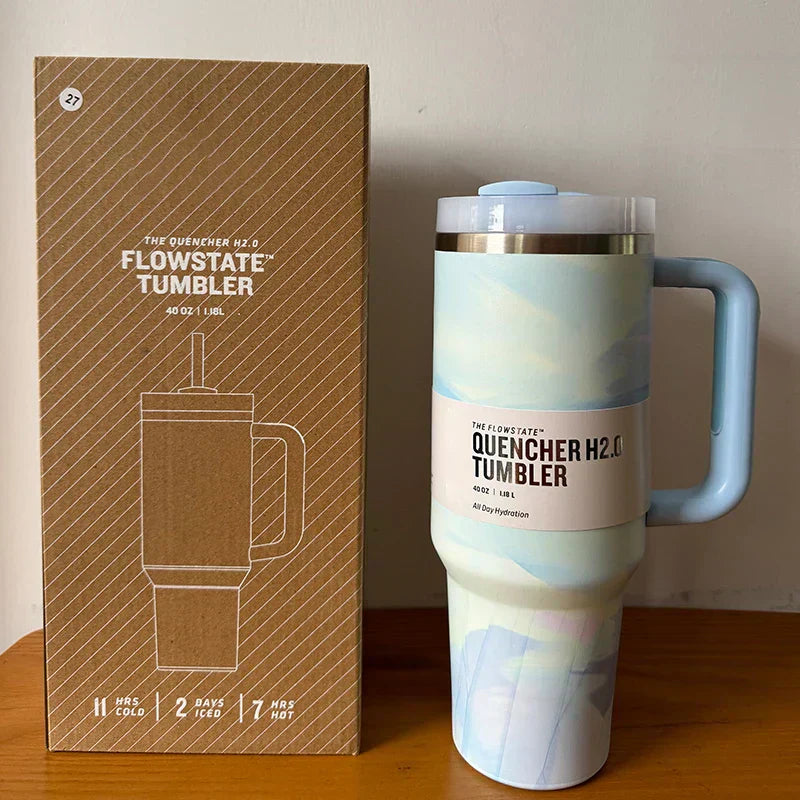 Insulated Stainless Steel Travel Mug, Large 40oz with Handle and Leak-Proof Lid