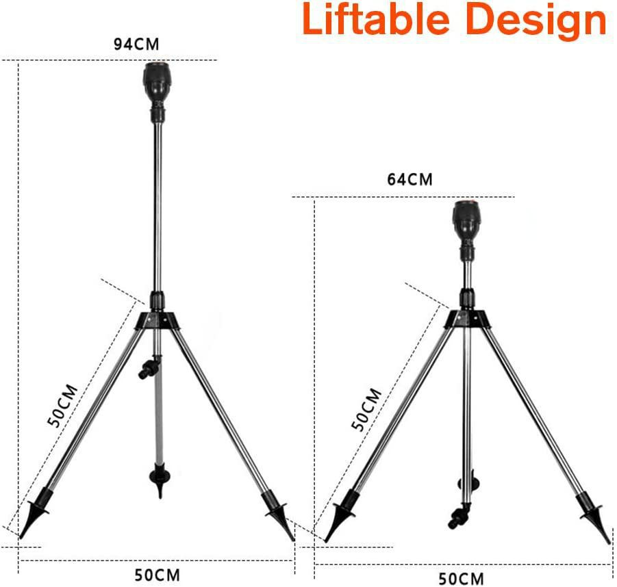 Automatic Rotating Garden Sprinkler, Retractable Tripod Design