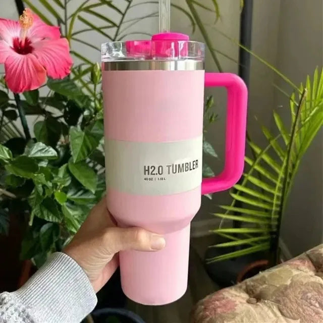 Insulated Stainless Steel Travel Mug, Large 40oz with Handle and Leak-Proof Lid