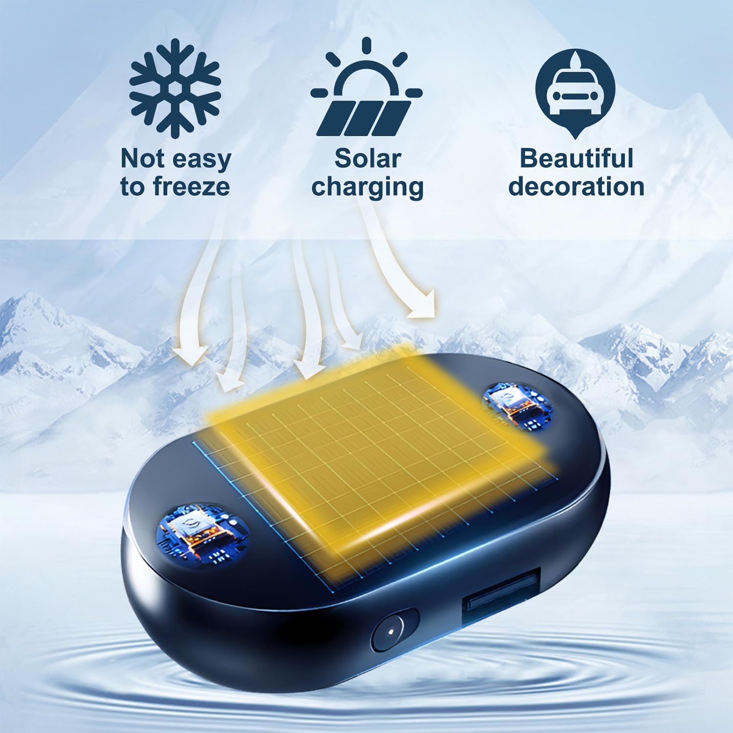 Dispositif antigel pour pare-brise de voiture, alimenté par USB et à l'énergie solaire