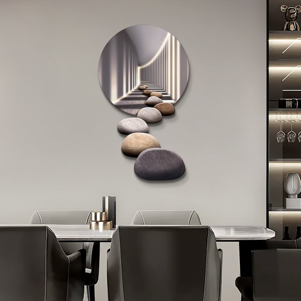 LED Wall Art With Stone Abstract Design  Modern Acrylic Decor