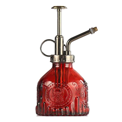 Vintage Embossed Glass Bottle, Metal Nozzle