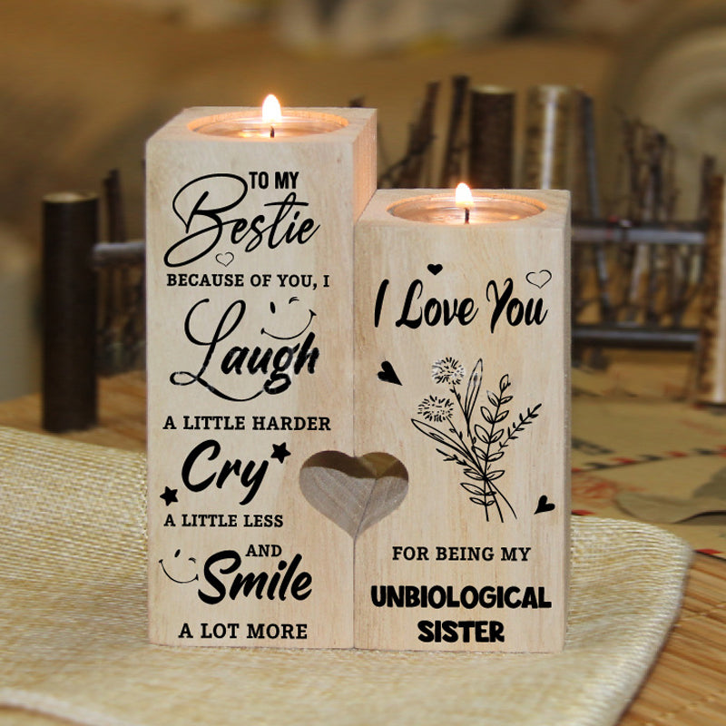 Wooden Friendship Candle Holder Gift Decor