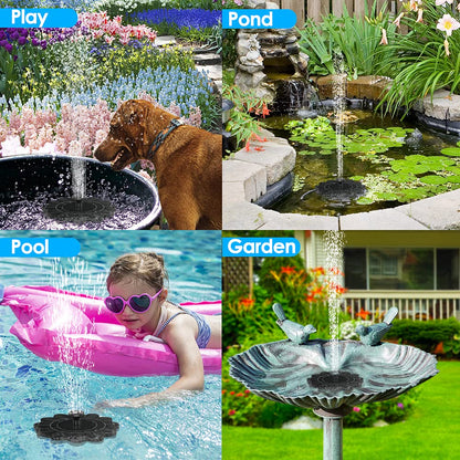 Solar-Activated Water Fountain, Decorative Flower Design for Gardens and Pools