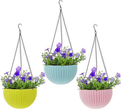 Braided Plant Hanging Basket with Chain, Suitable for Balcony and Garden