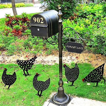 Charming Garden Decor, Metal Chicken Stake Set
