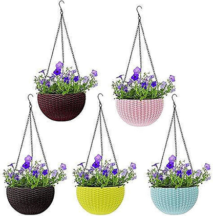 Braided Plant Hanging Basket with Chain, Suitable for Balcony and Garden