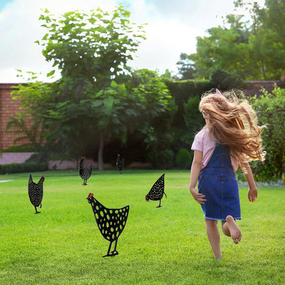 Charming Garden Decor, Metal Chicken Stake Set