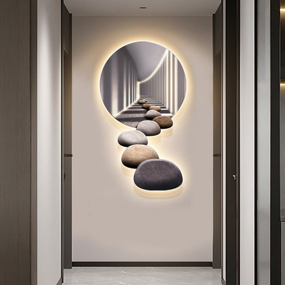 LED Wall Art With Stone Abstract Design  Modern Acrylic Decor