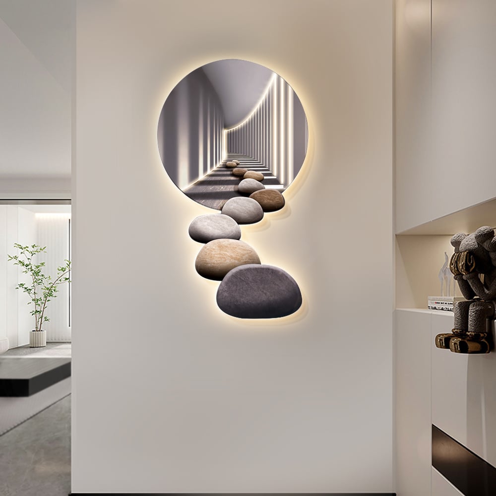 LED Wall Art With Stone Abstract Design  Modern Acrylic Decor