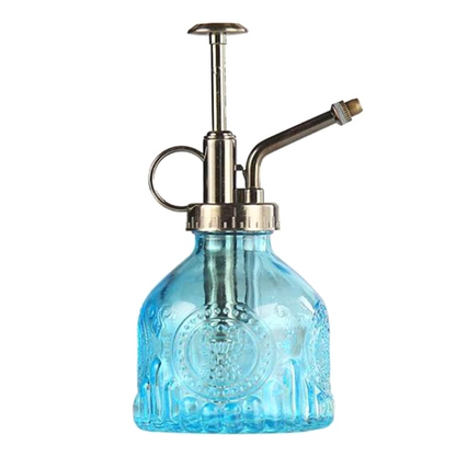 Vintage Embossed Glass Bottle, Metal Nozzle