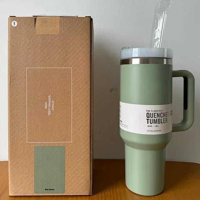 Insulated Stainless Steel Travel Mug, Large 40oz with Handle and Leak-Proof Lid