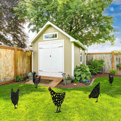 Charming Garden Decor, Metal Chicken Stake Set