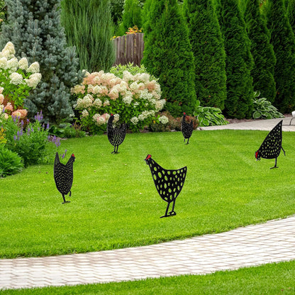 Charming Garden Decor, Metal Chicken Stake Set