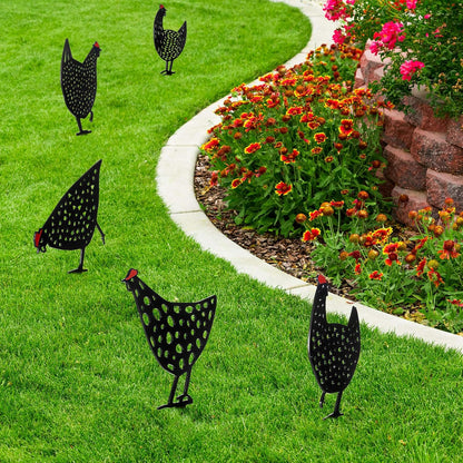 Charming Garden Decor, Metal Chicken Stake Set