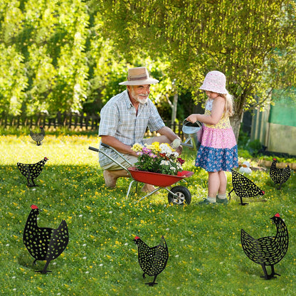 Charming Garden Decor, Metal Chicken Stake Set