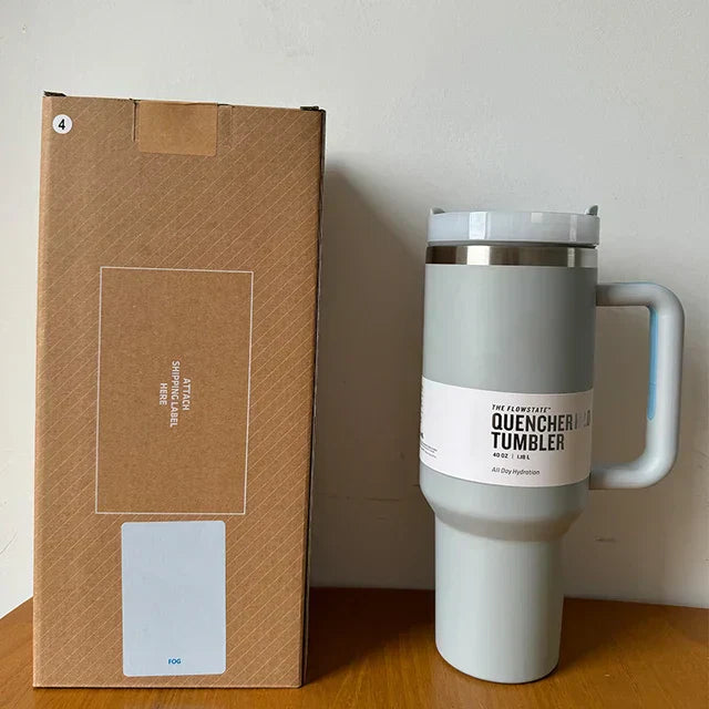 Insulated Stainless Steel Travel Mug, Large 40oz with Handle and Leak-Proof Lid