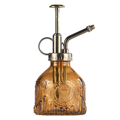 Vintage Embossed Glass Bottle, Metal Nozzle